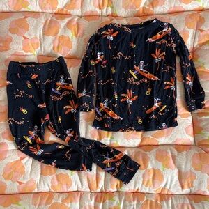 Cocomoon Kids Halloween Pajamas Set - Black with Orange Accents